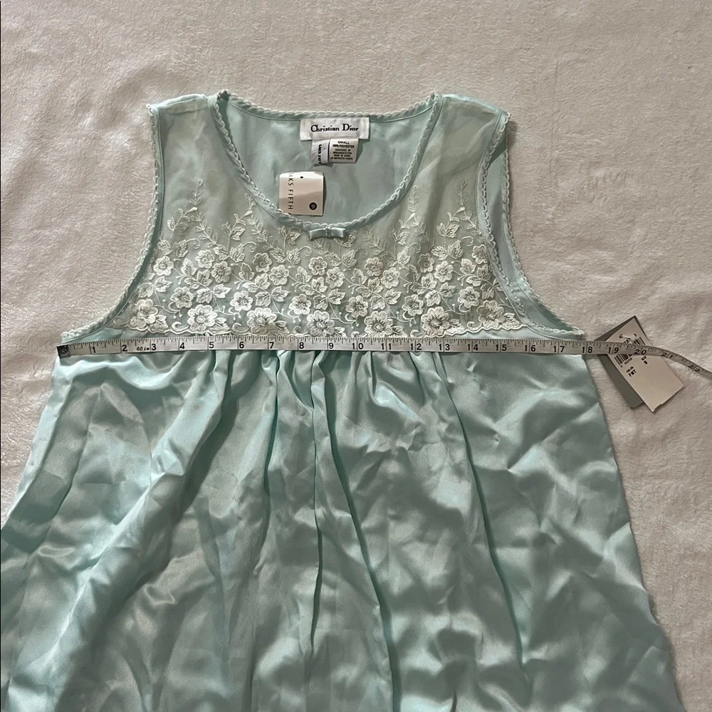 CHRISTIAN DIOR x SAKS FIFTH AVENUE x VINTAGE Satin lace night gown in aqua teal - Picture 4 of 11